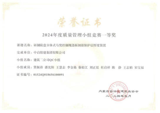 內(nèi)蒙古質(zhì)量管理小組競賽一等獎